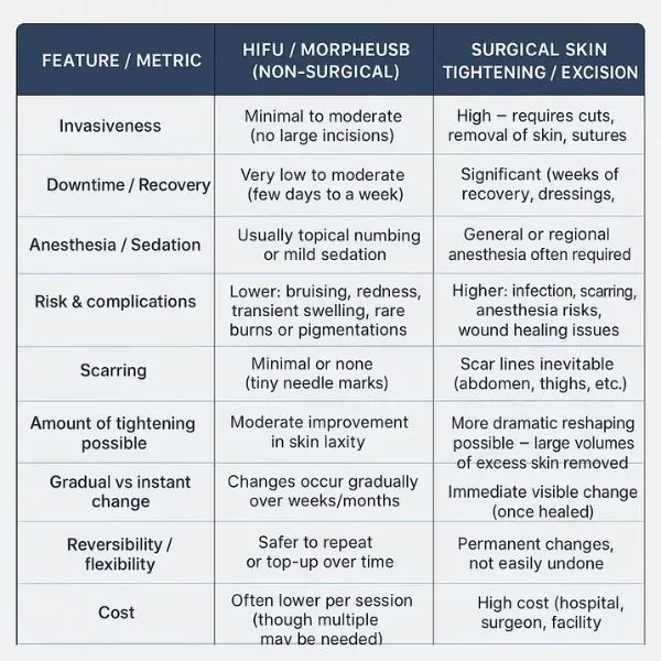 Lost the Weight but Not the Loose Skin? 3 A table showing the benefits of Lipo Sculpt Smethwick treatments to combat loose skin.
